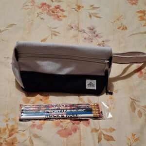 Two-Tone Black and White Toiletry Bag with Wrist Strap ROCK N ROLL HALL OF FAME